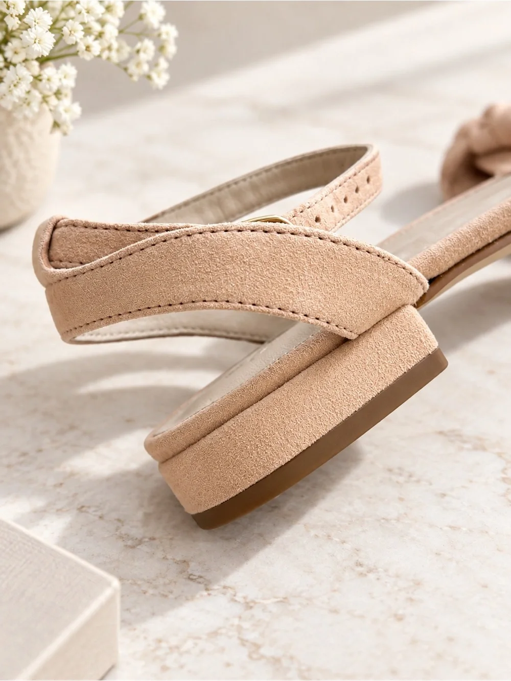 New real suede pink blush sandals